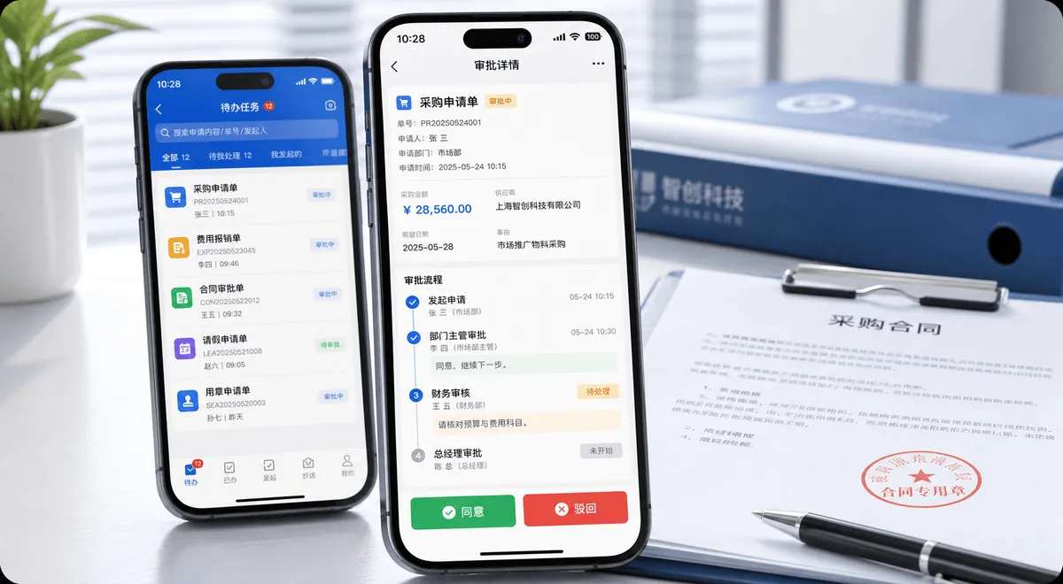 移动审批企业 App 真实界面图
